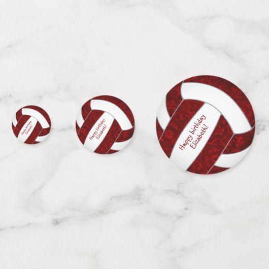 maroon white volleyball - meisjes - speciale naam confetti (Voorkanten)