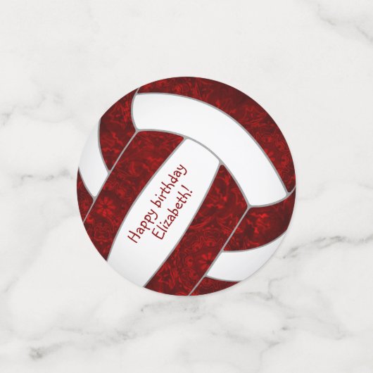 maroon white volleyball - meisjes - speciale naam confetti (Kleine voorkant)