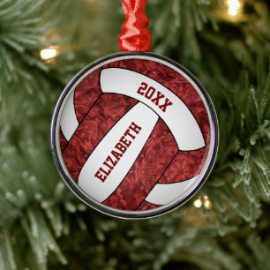maroon white volleyball team kleuren girly metalen ornament