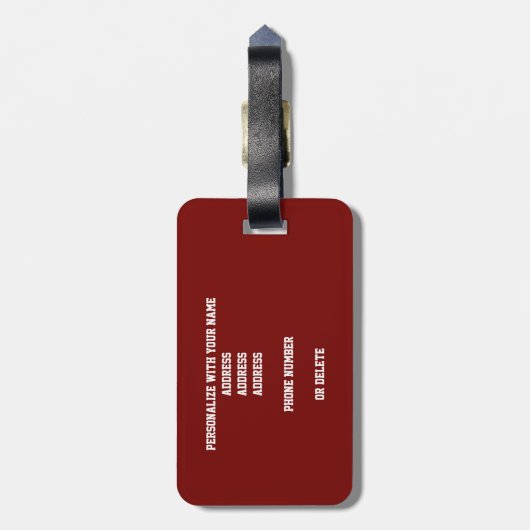 maroon white volleybalteam kleuren bagagelabel (Achterkant verticaal)