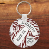 maroon white zebra stripes volleyball meisjes sleutelhanger (Voorkant)