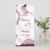 Maroon wijn en witte orchidee huwelijksprogramma programmakaart (Staand voorkant)