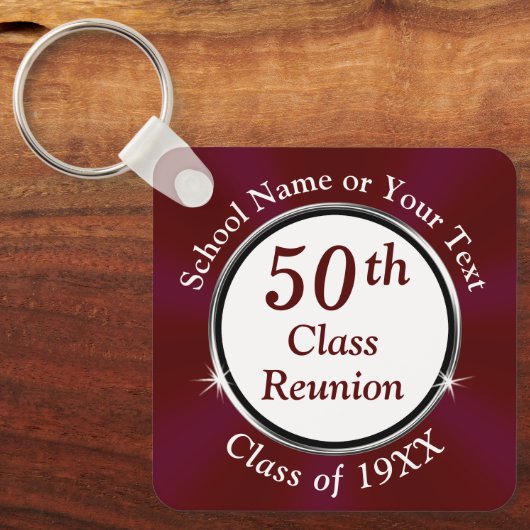 Maroon, wit, 50e high school reünie Souvenirs Sleutelhanger (Voorkant)