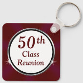 Maroon, wit, 50e high school reünie Souvenirs Sleutelhanger (Achterkant)