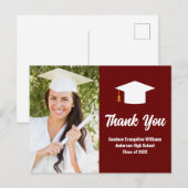 Maroon Wit Afstuderen Foto op maat Dank u Briefkaart (Voorkant / Achterkant)
