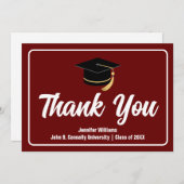 Maroon Wit Afstuderen Typografie Custom Afstuderen Bedankkaart (Voorkant / Achterkant)