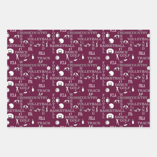 Maroon, wit en grijs cadeaupapier voor het verpakk (Voorkant)