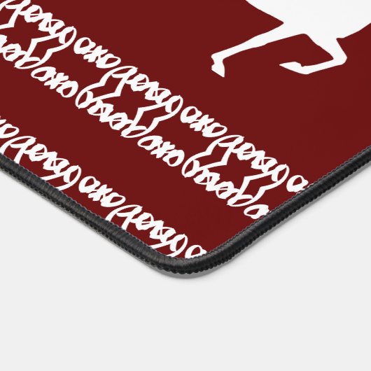 Maroon & Wit geometrisch patroon & paarden Bureaumat (Hoek)