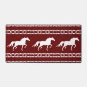 Maroon & Wit geometrisch patroon & paarden Bureaumat (Voorkant)