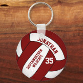 Maroon wit gepersonaliseerd jongens volleybal sleutelhanger (Voorkant)