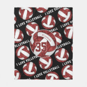 maroon wit Ik hou van volleybalpatromemeisjes Fleece Deken (Voorkant)