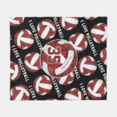 maroon wit Ik hou van volleybalpatromemeisjes Fleece Deken (Voorkant (Horizontaal))