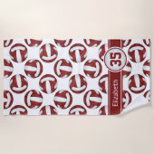 maroon wit sportief volleybal team meisjes strandlaken (Voorkant)