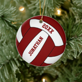maroon wit sportteam kleuren volleybal jongens keramisch ornament