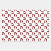 Maroon wit team kleuren bijpassende set volleybal inpakpapier vel (Voorkant 3)