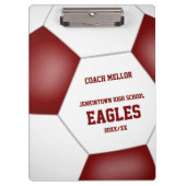 Maroon wit team kleuren gepersonaliseerde voetbal klembord (Voorkant)