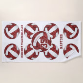 maroon wit team kleuren geschenken meisjesvolleyba strandlaken (Voorkant)