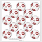 maroon wit team kleuren individuele voetballers sticker (Vel)
