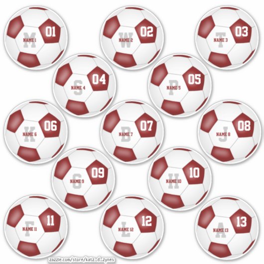 maroon wit team kleuren individuele voetballers sticker (Voorkant)