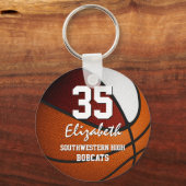 Maroon-wit team kleuren jongens basketbal sleutelhanger (Achterkant)