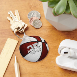 maroon wit team kleuren jongens basketbal sleutelhanger