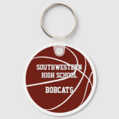 maroon wit team kleuren jongens basketbal sleutelhanger (Achterkant)