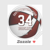 maroon wit team kleuren jongens basketbal sticker (Vel)