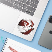 maroon wit team kleuren jongens basketbal sticker (Laptop met iPhone)