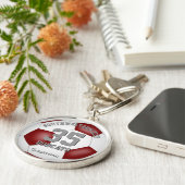 maroon wit team kleuren jongens meisjes naam voetb sleutelhanger (Zijkant)