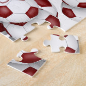 maroon wit team kleuren jongens voetbal legpuzzel (Zijkant)