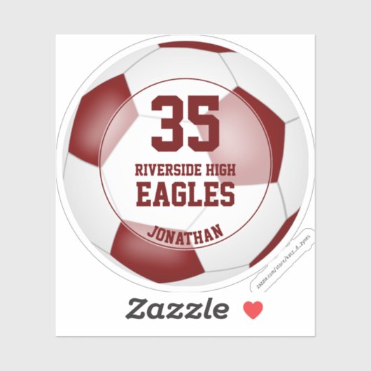 maroon wit team kleuren jongens voetbal sticker (Vel)