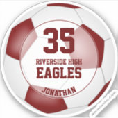 maroon wit team kleuren jongens voetbal sticker (Voorkant)