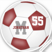 maroon wit team kleuren jongens voetbal sticker (Voorkant)