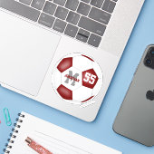 maroon wit team kleuren jongens voetbal sticker (Laptop met iPhone)