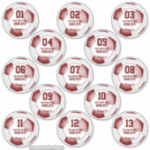 maroon wit team kleuren jongens voetbal sticker (Voorkant)