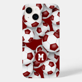 Maroon wit voetbalteam kleuren sportpatroon Case-Mate iPhone 14 hoesje