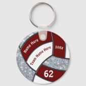 Maroon, wit, zilver Cheap Volleyball Sleutelhanger (Voorkant)
