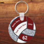 Maroon, wit, zilver Cheap Volleyball Sleutelhanger (Voorkant)
