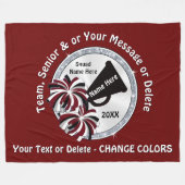 Maroon, Wit, Zwart Custom Cheer Dekens (Voorkant (Horizontaal))