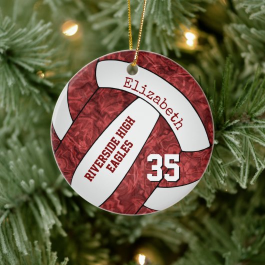 maroon - witmeisje volleybalteam memento keramisch ornament (Boom)