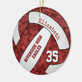 maroon - witmeisje volleybalteam memento keramisch ornament (Links)
