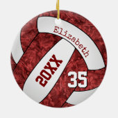 maroon - witmeisje volleybalteam memento keramisch ornament (Achterkant)