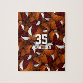 maroon witte basketbal jongens teamkleuren legpuzzel