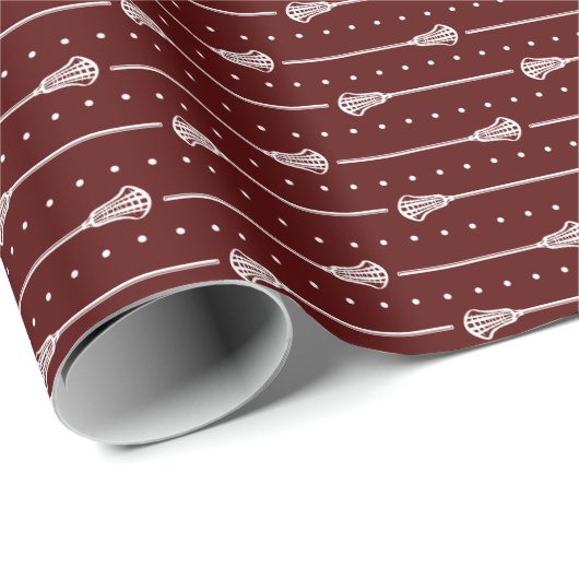 Maroon witte stokken en gestippelde lijnen met pat cadeaupapier (Rol Hoek)