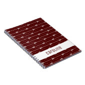 Maroon witte stokken en gestippelde lijnen met pat notitieboek (Rechterzijde)