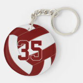 maroon witte teamkleuren gepersonaliseerd volleyba sleutelhanger (Achterkant)