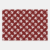 Maroon witte voetballen coördinerende sport set inpakpapier vel (Voorkant 2)