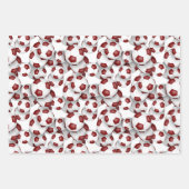 Maroon witte voetballen coördinerende sport set inpakpapier vel (Voorkant)