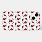 Maroon witte voetballen patroon monogram Case-Mate iPhone case (Achterkant (horizontaal))