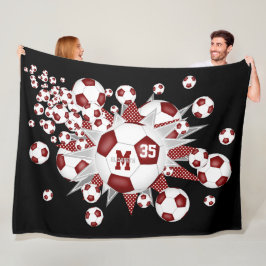maroon witte voetballen sterren meisjes naam fleece deken